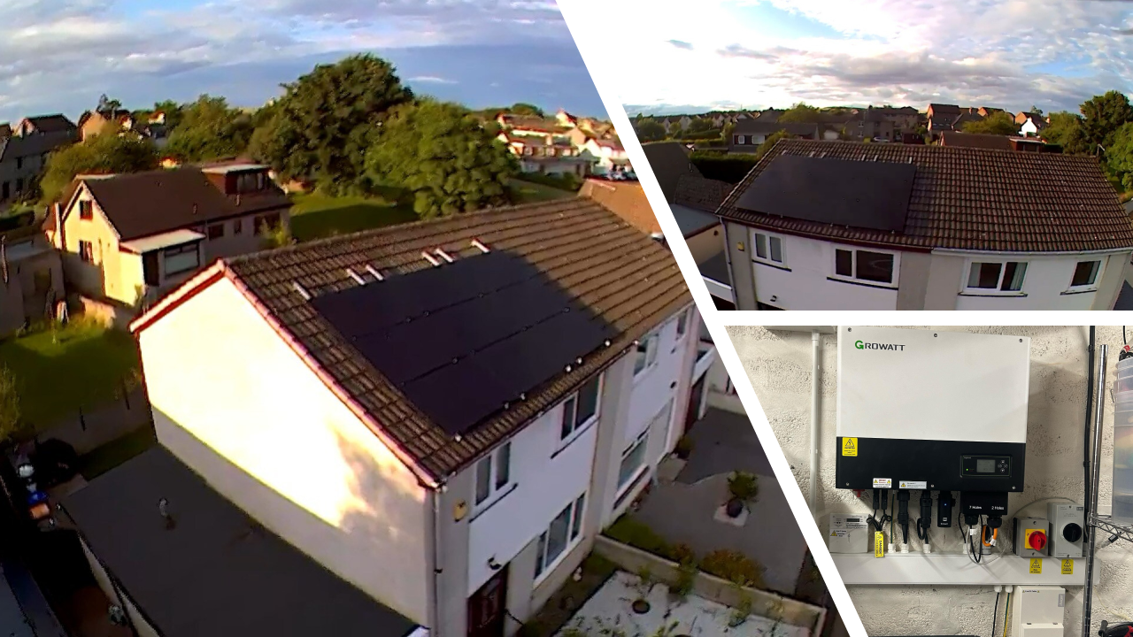 4.08kw | Eurener 320W | Growatt 3.6kw Hybrid | 6.5kWh battery | AB21 0NZ