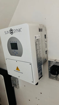 Thumbnail for Close-up of Sunsynk 5kw hybrid inverter on wall