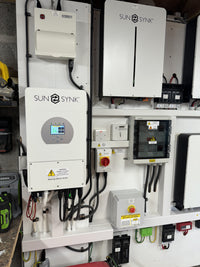 Thumbnail for Close-up of Sunsynk solar hybrid system components.