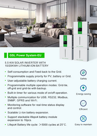 Thumbnail for EX-Display model - GSL All In One 5.5kw On & Off grid Hybrid home battery storage system with 10.24kwh battery £3,395+vat