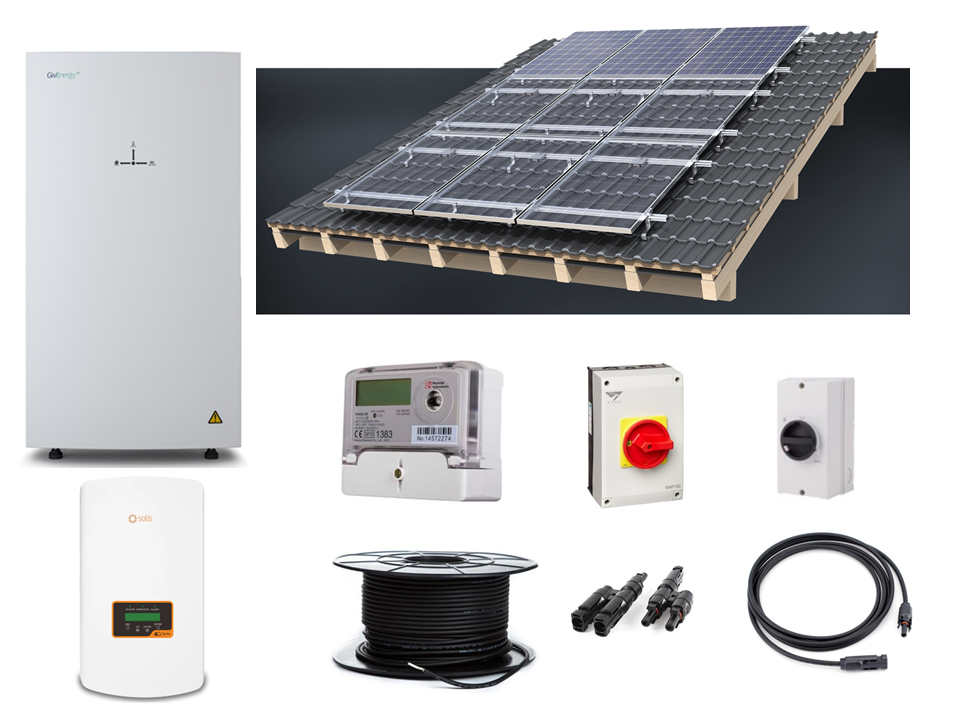 Complete kit: 16 panel 6.4kw solar & 13.5kwh Givenergy battery storage with choice of panels £8,504 +vat