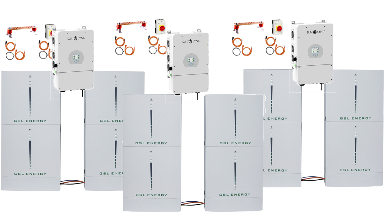 Commercial Battery Storage kit: 3 X Sunsynk ECCO 10Kw 3ph Hybrid 122.88kwh Storage, up to 39kw of solar/wind £37,335 +VAT