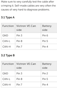 Thumbnail for Cable connection guide for Victron VE.Can and battery