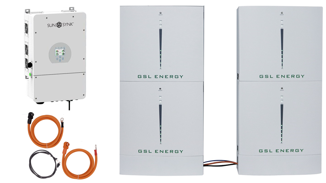 Bundle Sunsynk ECCO 3.6Kw On & Off grid Hybrid solar & wind Inverter with GSL 40.96kwh battery kit £10,294 +vat