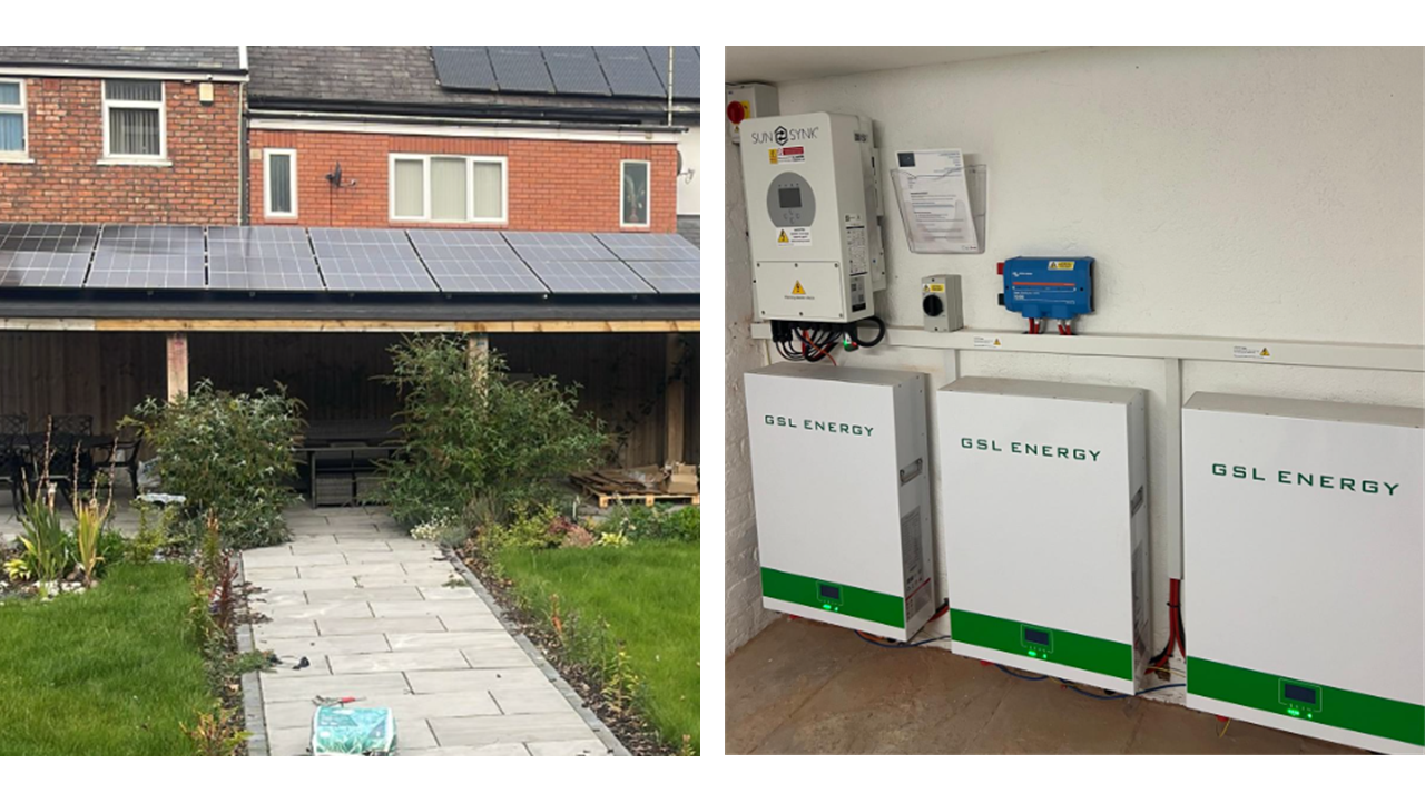 7.6kW Aiko Solar | Sunsynk 8.8kw hybrid | 3 x GSL 10.24kWh Powerwall batteries | PR9 0QT