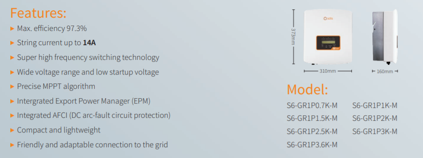 Solis Solar Inverter 2.0kW Mini S6 Single Tracker with DC isolator £287 + VAT