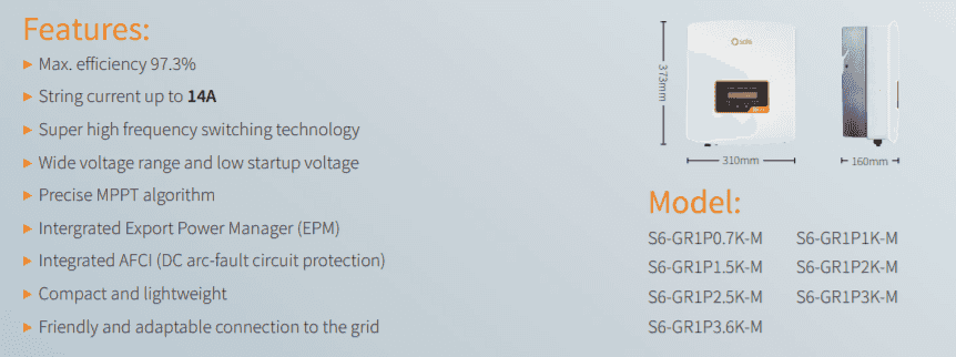 Solis S6 mini inverter features