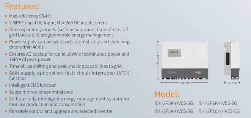 Solis 5kW 3phase High Voltage Hybrid 5G Inverter