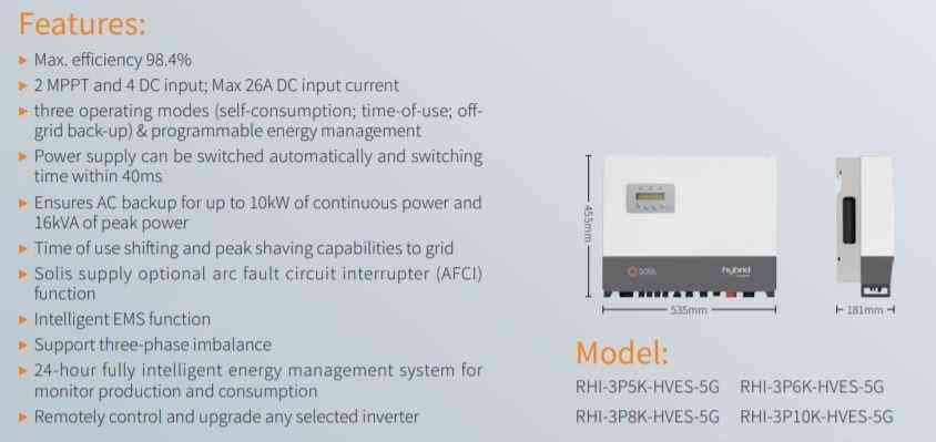 Solis 8kW 3phase High Voltage Hybrid 5G Inverter £1,188 + VAT