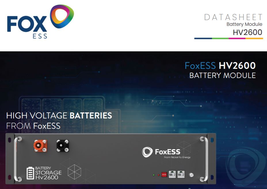 Fox HV2600 V2 2.6kWh High Voltage Battery £674 + vat