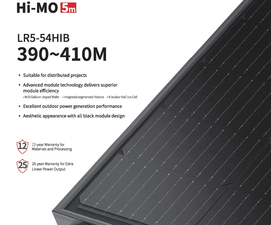 400W Longi 54c HiMo5 All Black Mono solar panel