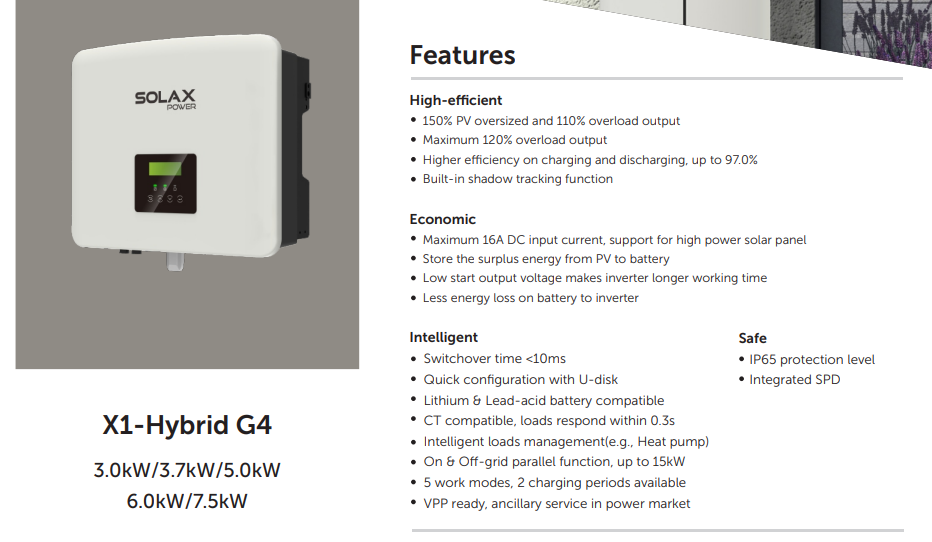 SolaX X1 G4 Hybrid 3.7D (inc. WiFi dongle) £950 +vat