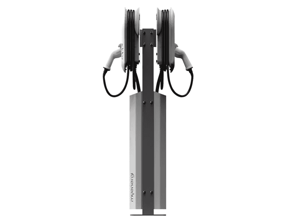 Dual mounting post for two zappi chargers