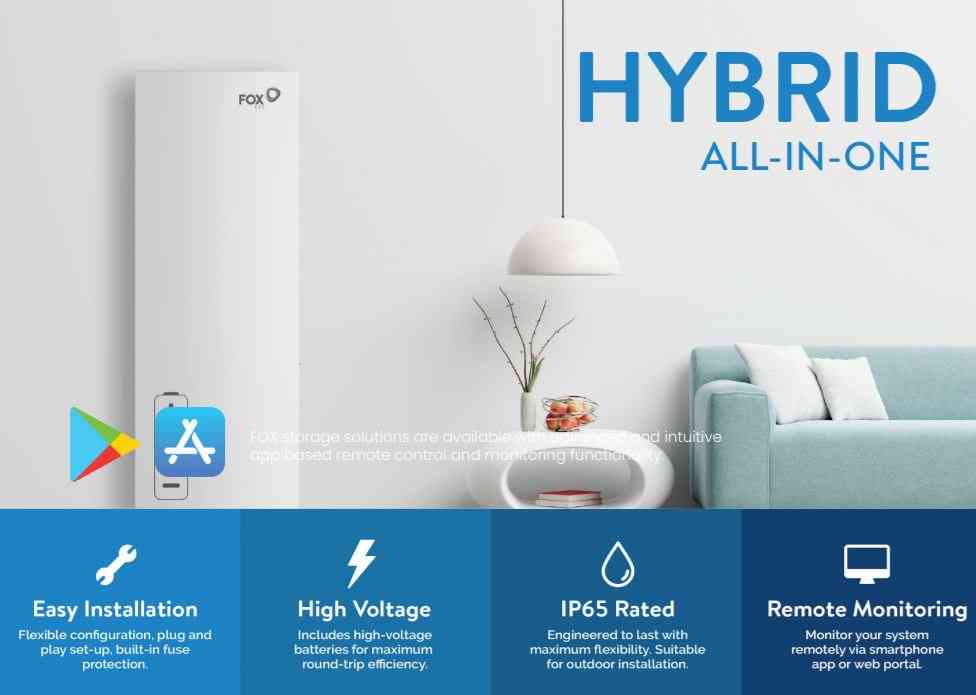 FOX ESS High Voltage All In One Storage Solution 1PH 5kW Hybrid with 10.4 kWh Battery 98% D.O.D