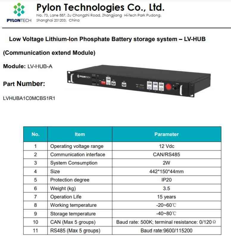 Pylon Low Voltage Solar Battery Communication Hub Solar Battery Storage £347 +vat